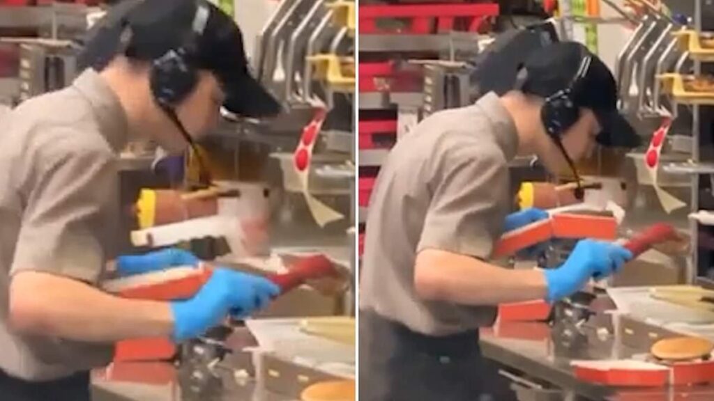 Worker Caught Spitting In Burger At Popular Fast Food Chain