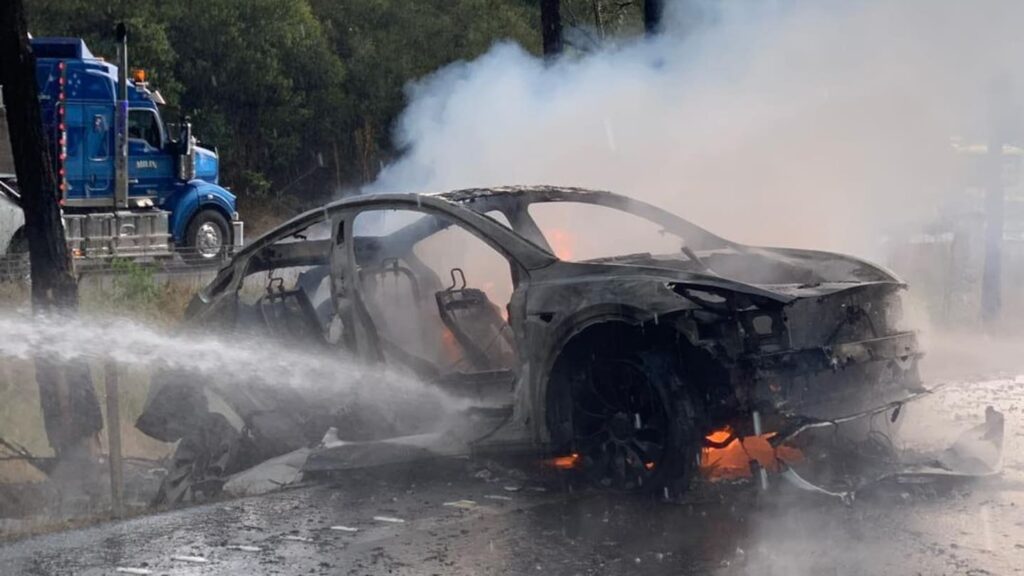 TESLA Driver Fights for Life After Battery Explodes into Inferno on NSW Highway