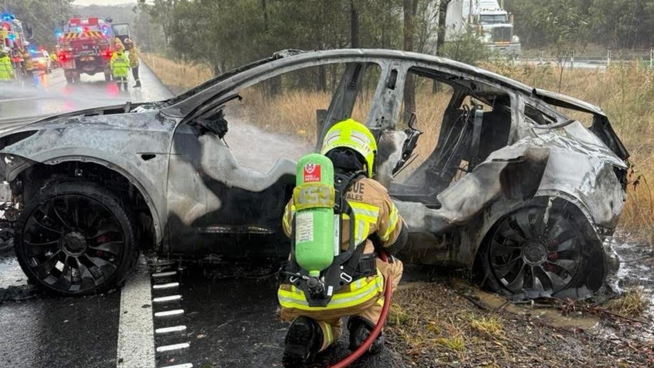 TESLA TERROR: Driver Fights for Life After Battery Explodes into Inferno on NSW Highway second image