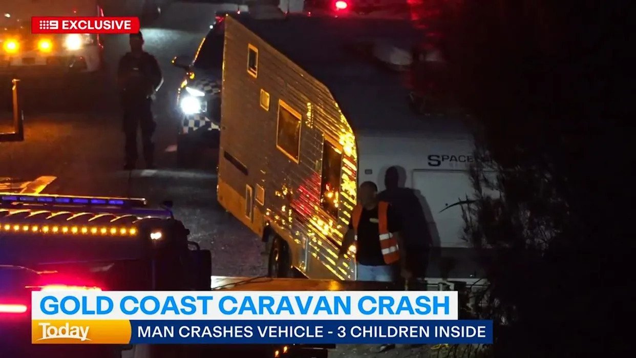 Trapped Kids Miraculously Unhurt as Stolen Caravan Crashes into Ditch on Gold Coast second image