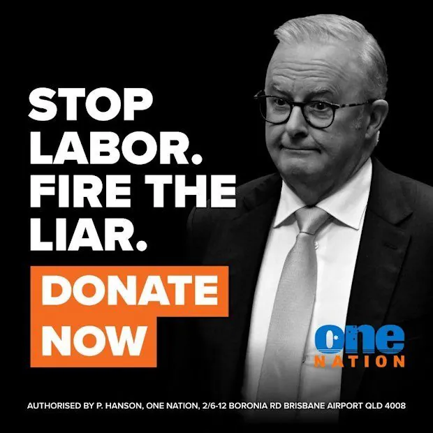 Hanson Unleashes $3m War Chest to Blast Albanese - Second Image