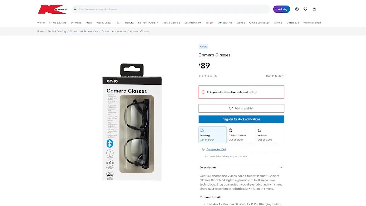 Kmart’s $89 Spy Specs Spark Urgent Review Amid Fresh Privacy Fears