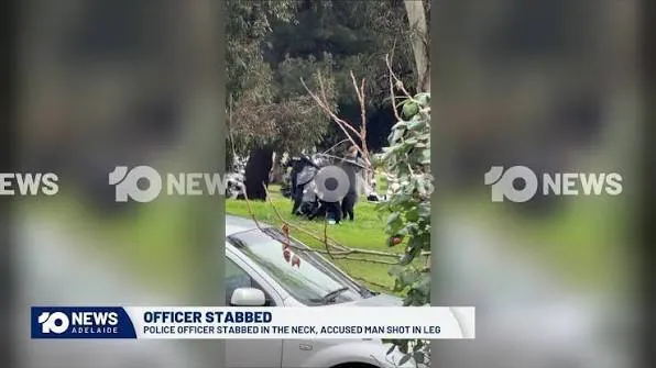 Hero Cop Stabbed in Neck by Knife-Wielding Man in Adelaide